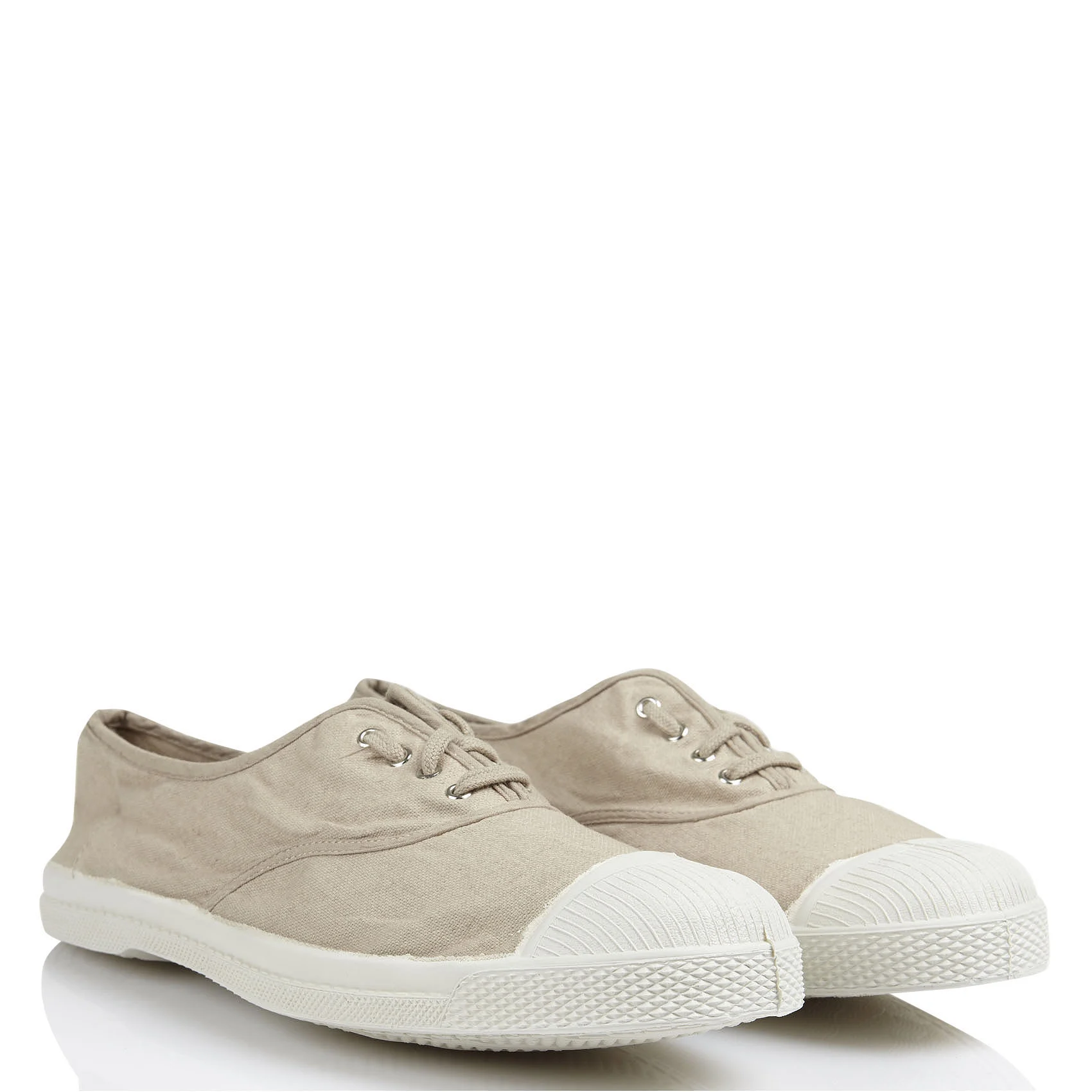 Tennis à lacets en toile de coton | Beige