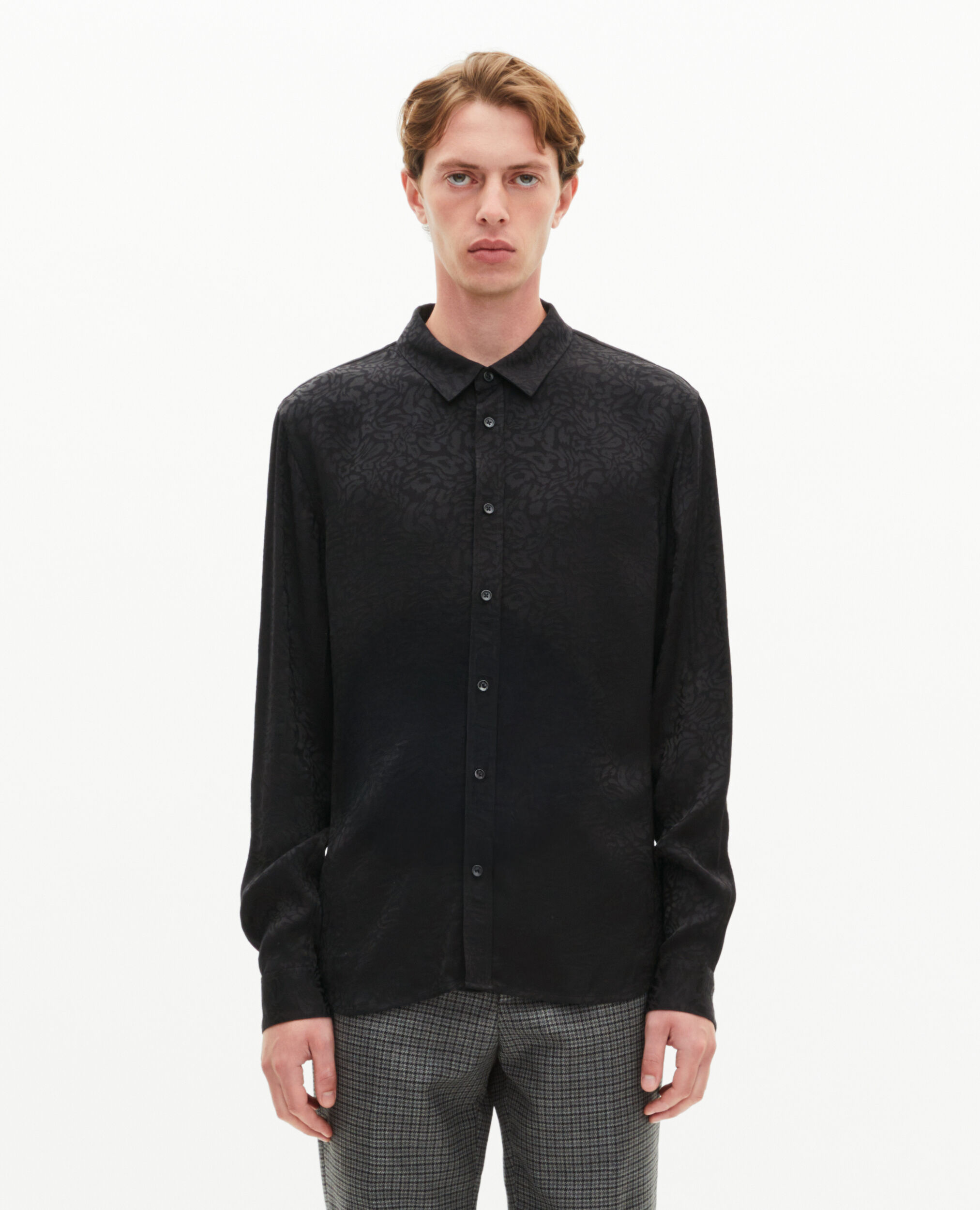 Chemise en jacquard léopard noire