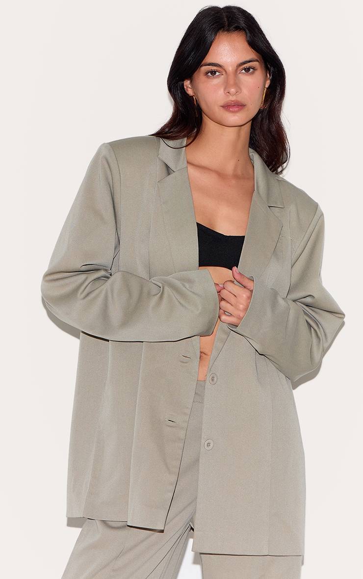 Gris Argile Blazer Dad Oversize Tailleur