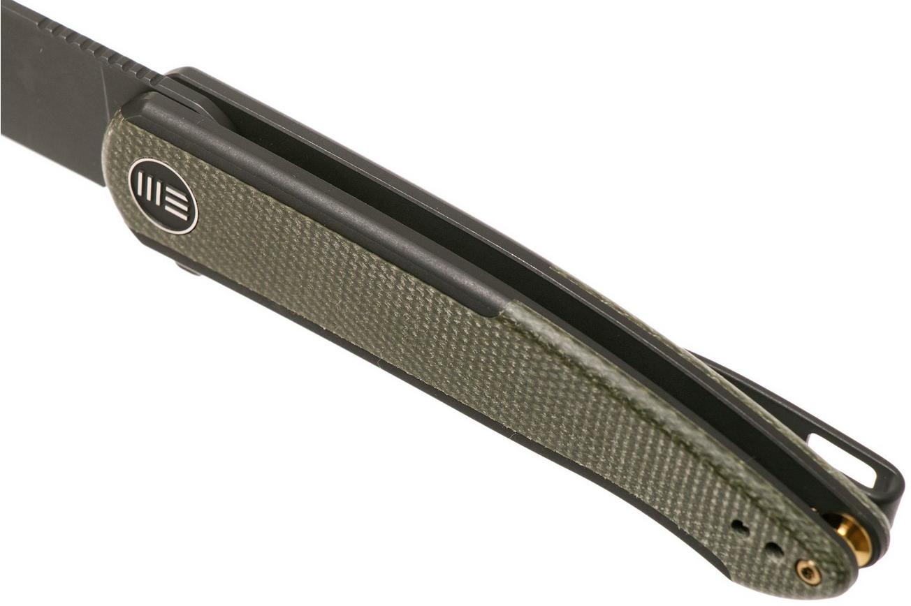 WE Knife Smooth Sentinel WE20043-4 Black Titanium Green Micarta zakmes