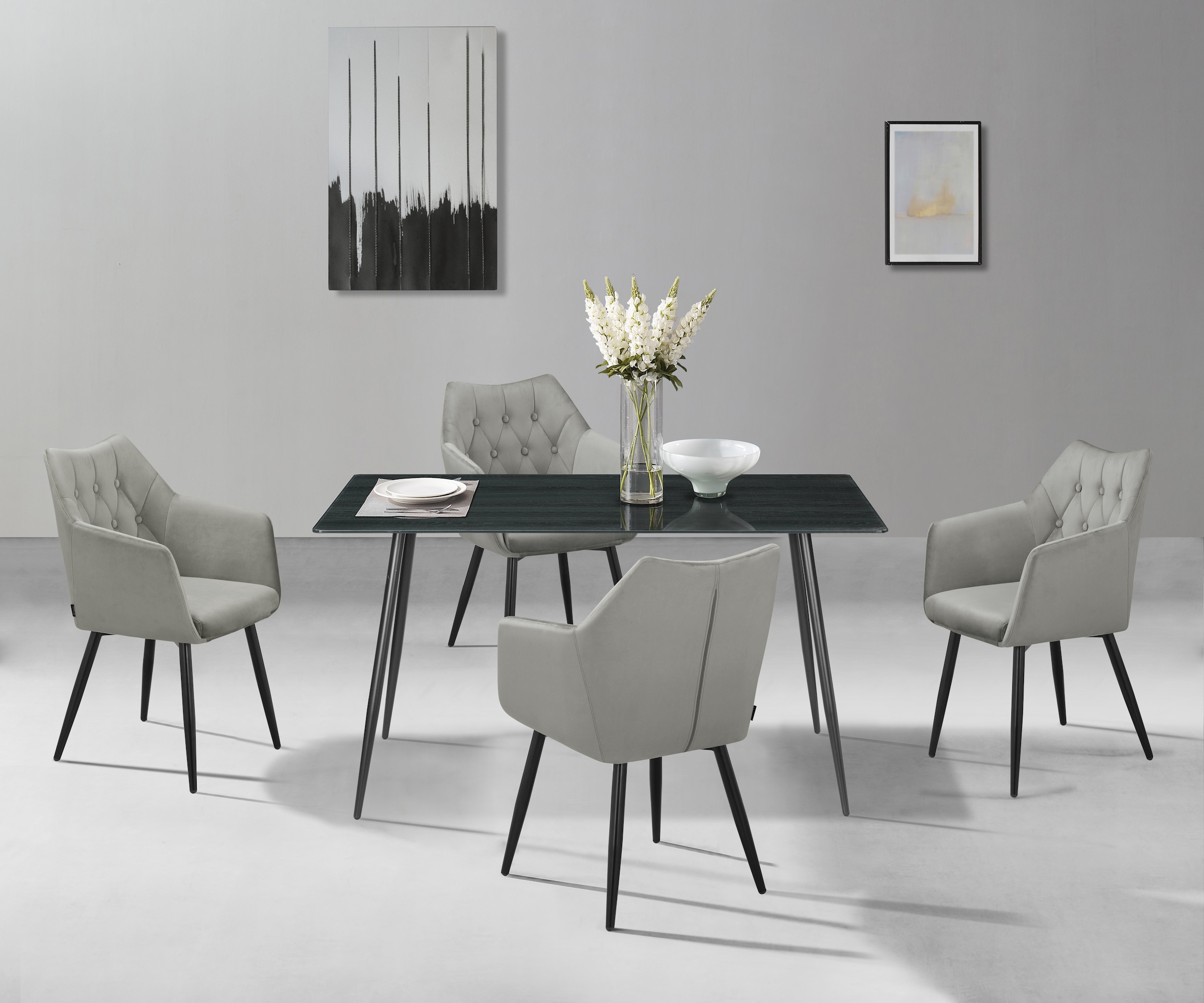 Home affaire Esszimmerstuhl »Alton, TOPSELLER!, OTTOs Choice« (Set) 2 Stk.mit weichem Samtvelours, Armlehnstuhl mit attraktiver Knopfheftung