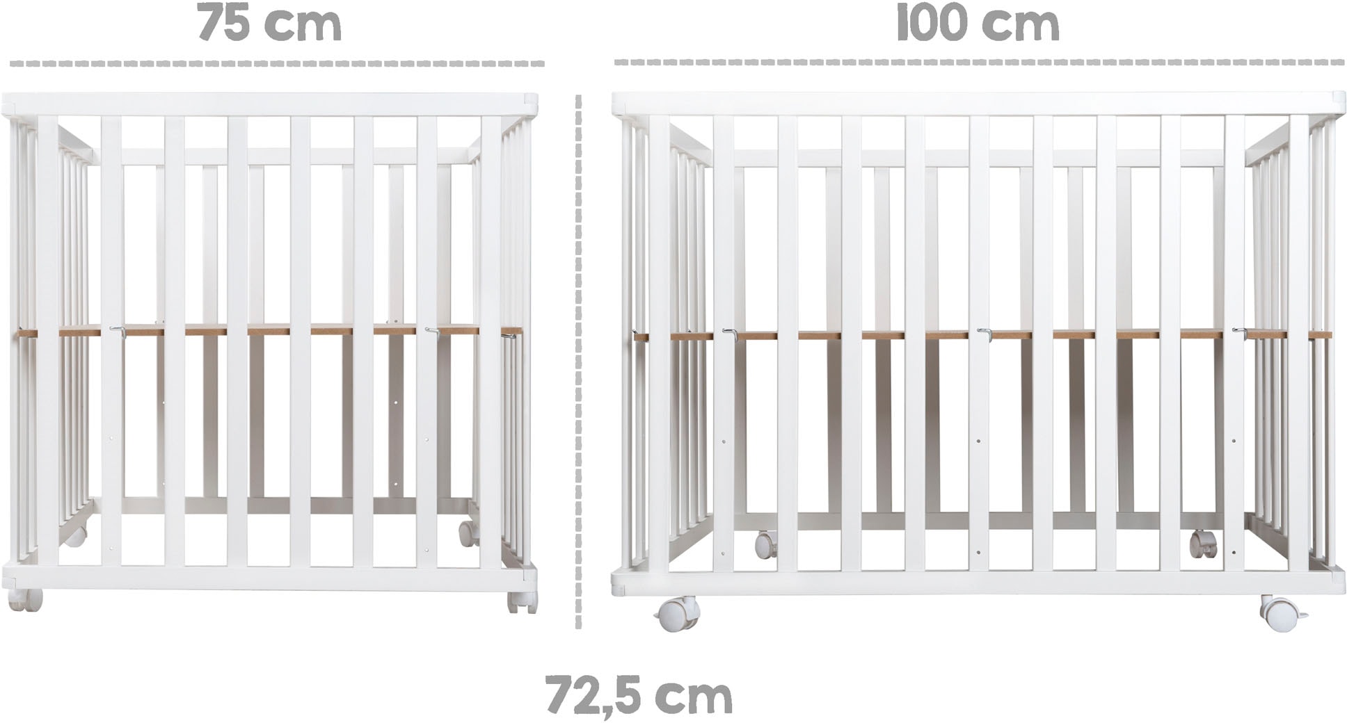 roba® Laufgitter »Adam & Eule, weiss, 75x100 cm« bis 15 kg mit Stoffeinlage; Rollen, höhenverstellbar