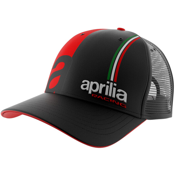 Ixon - Casquette Mesh Aprilia 23 Noir / Rouge fluo