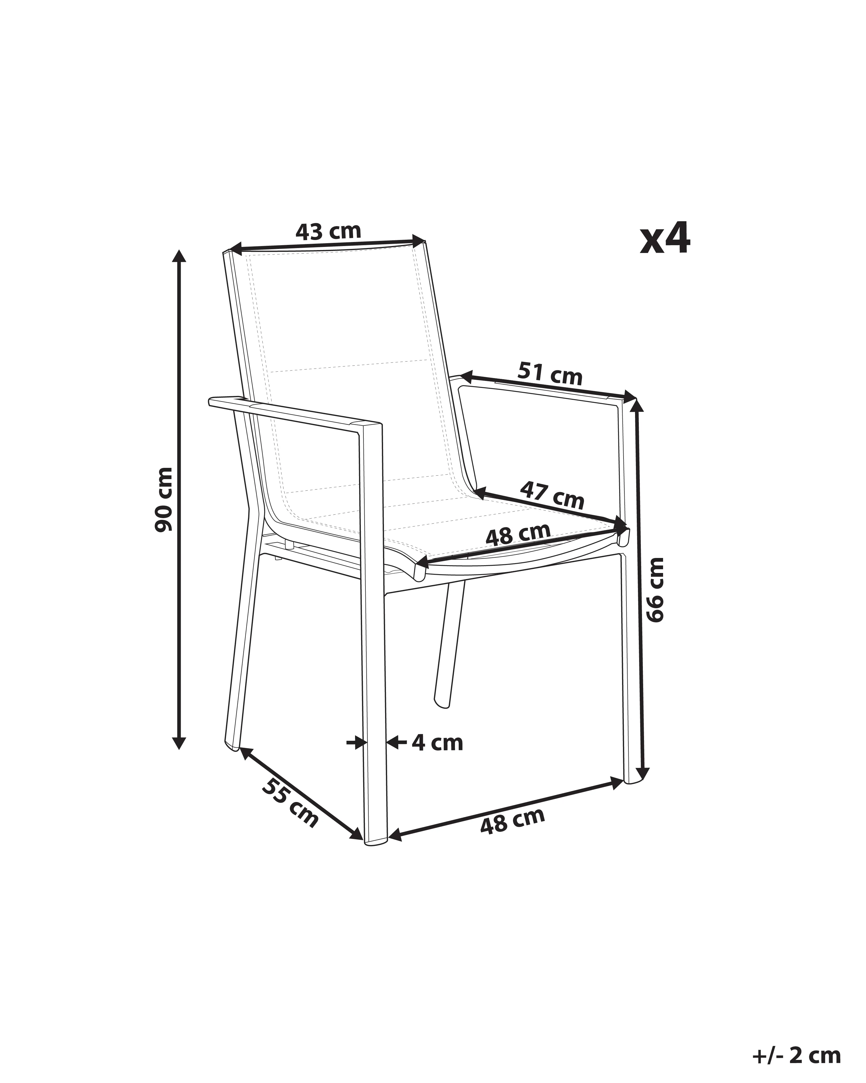 Set van 4 tuinstoelen BUSSETO Metaal Grijs