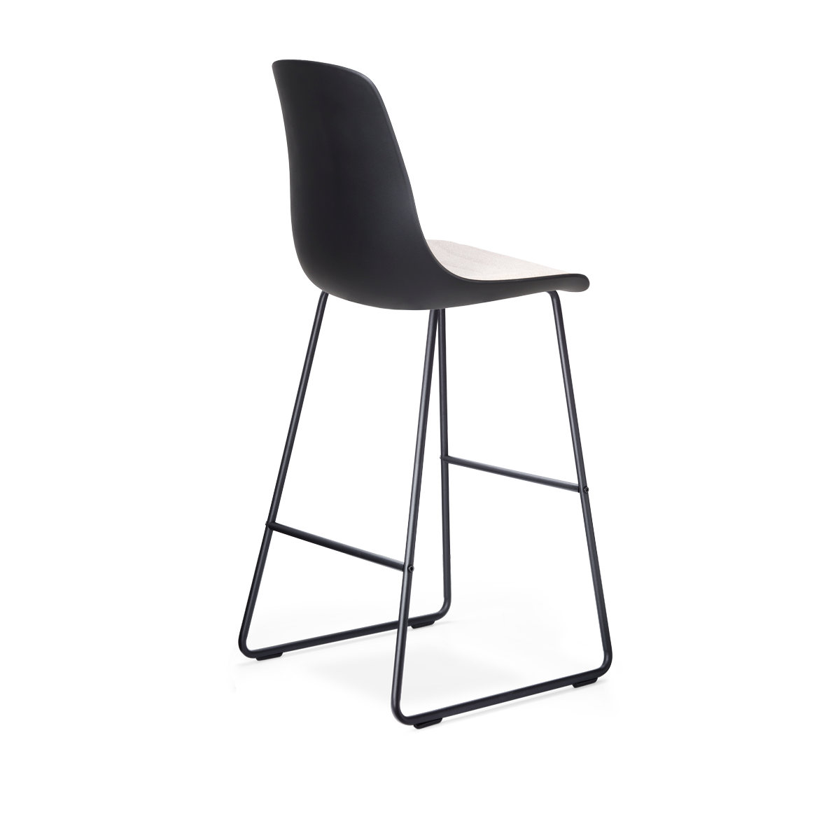 Nino-Liv barkruk zwart met beige zitkussen - zwart onderstel - 75 cm