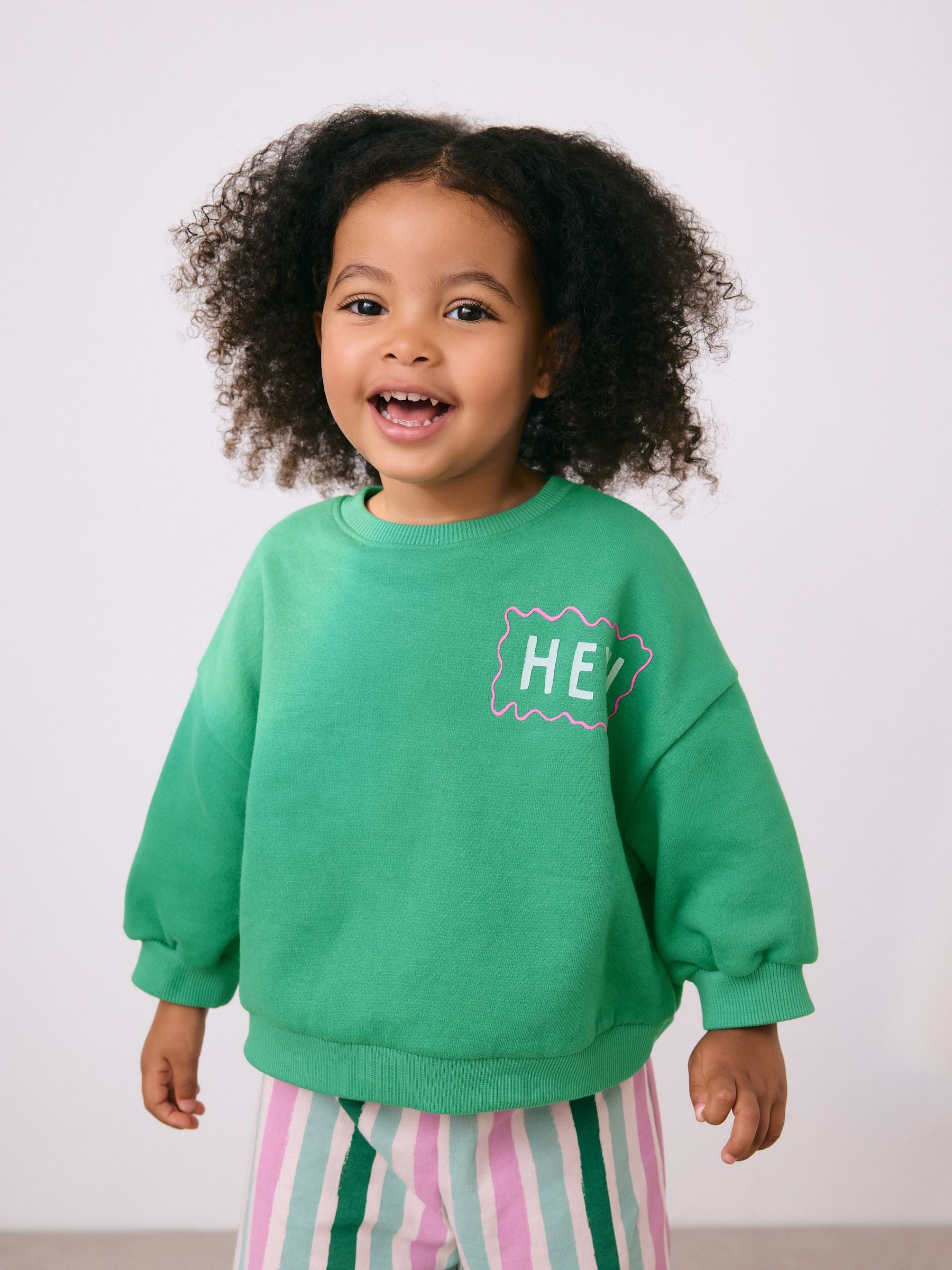 Groen Hey Hi - Set van sweatshirt en broek met wijde pijpen (3mnd -7jr)