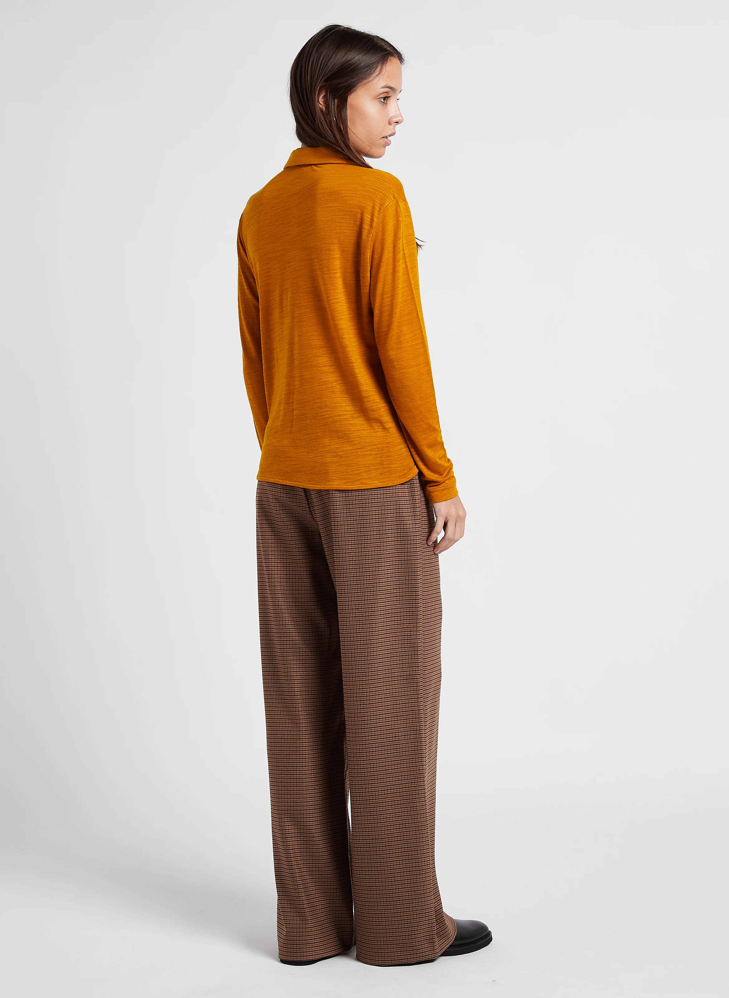 Pantalon large à rayures| Beige