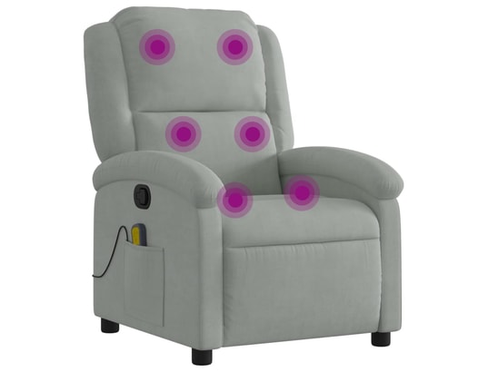 VIDAXL - Fauteuil Relaxation Fauteuil de massage inclinable Gris clair Velours - 71x86,5c...
