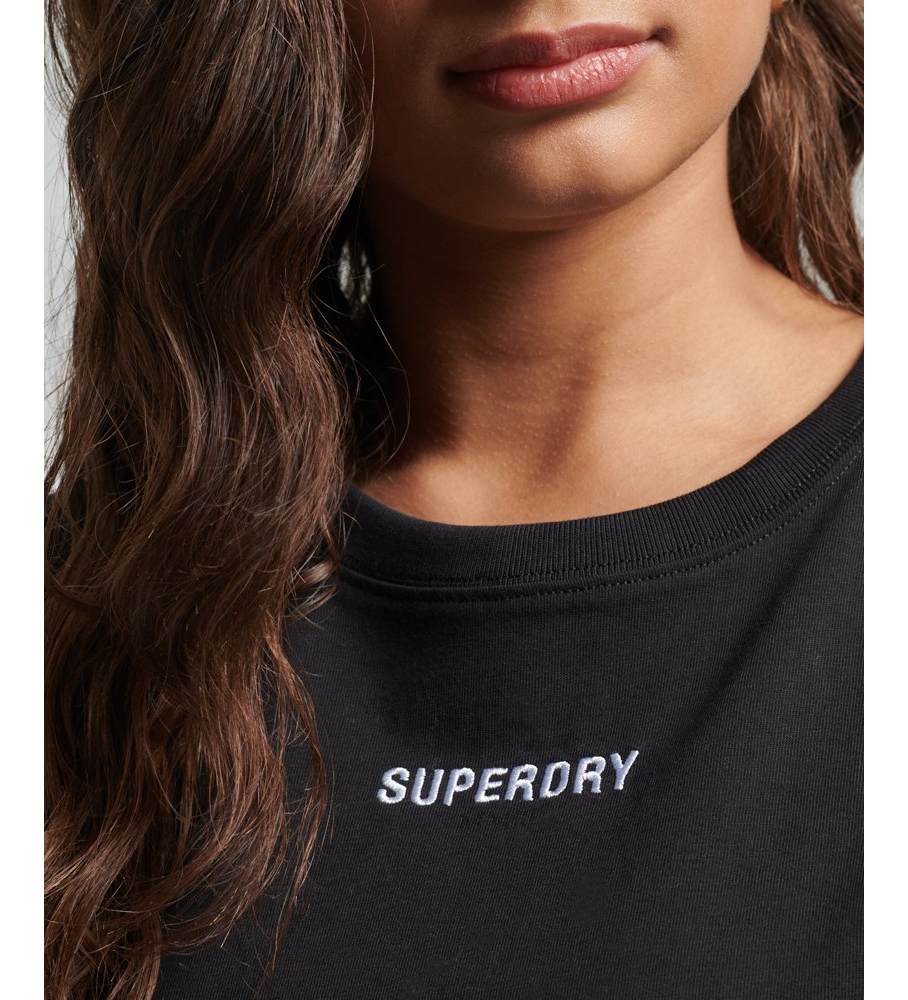 Camiseta preta de corte quadrado da Superdry com micro logotipo bordado.