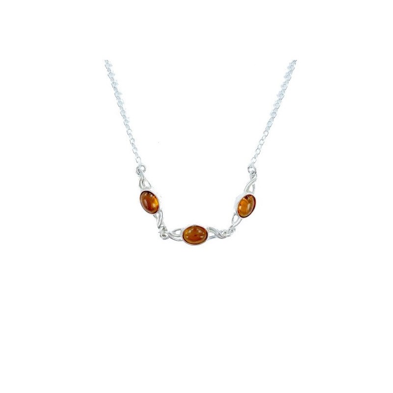 Collier argent 925 Ambre veritable de la mer Baltique