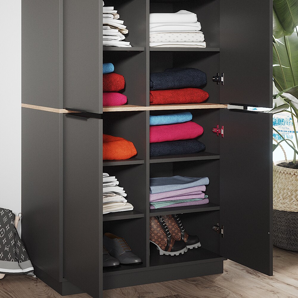 Vicco Schrank Betti 82 x 179 cm, Anthrazit Sonoma, 4-türig, Schlafzimmer