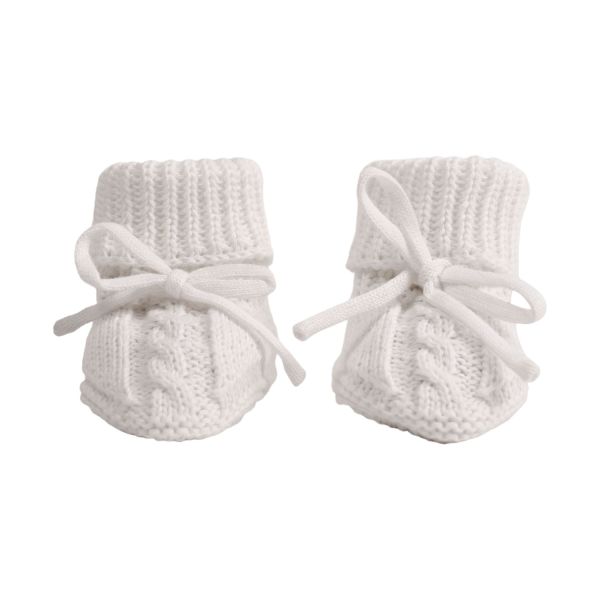 Lodger Gebreide Slofjes Met Kabel - Maat 0-6 Mnd - Cloud Dancer