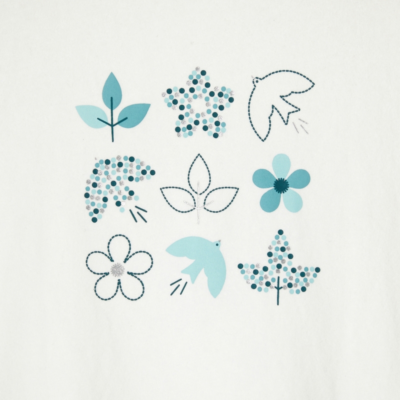 T-shirt manches longues à motifs vert fille