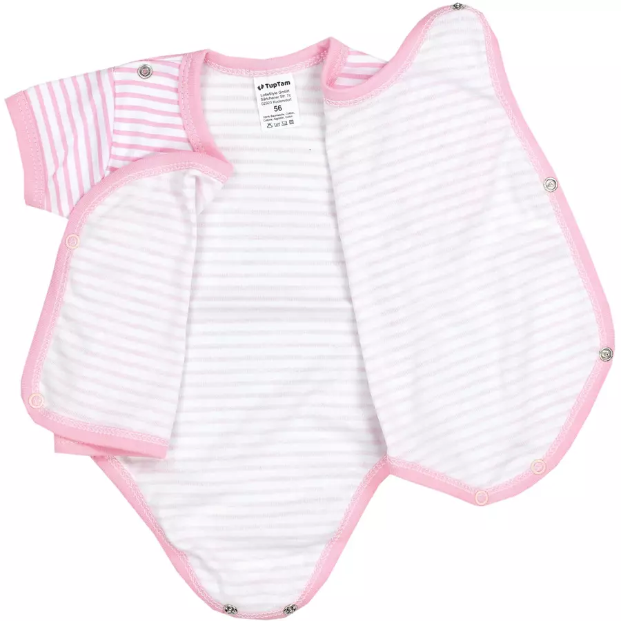 TupTam Baby Mädchen Kurzarm Wickelbody 5er Set rosaweiß