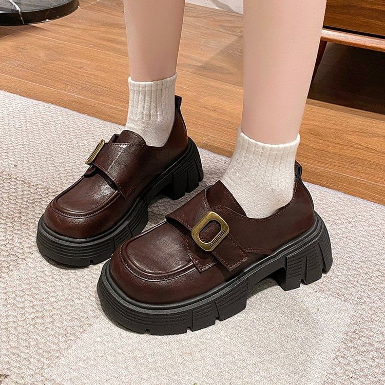 Gordong - Monk Strap Platform Loafers met Chunky Heel