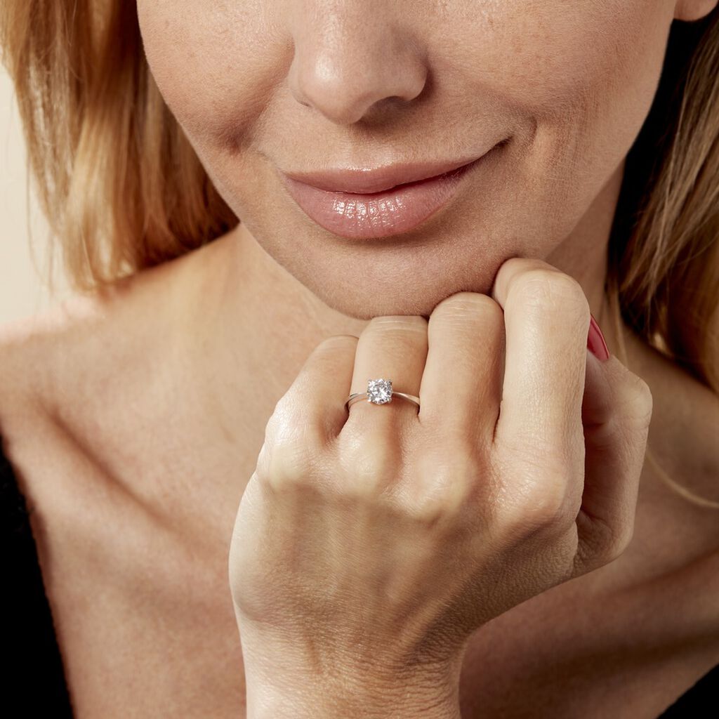 Bague Solitaire Abriel Or Blanc Oxyde De Zirconium