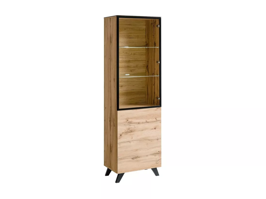 Vitrine TINO + LED, design scandinave, meuble déco pour salon, petit modèle