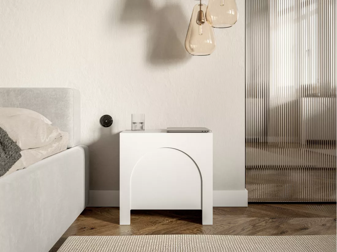 Table de chevet 1 porte - Blanc - DELANYA