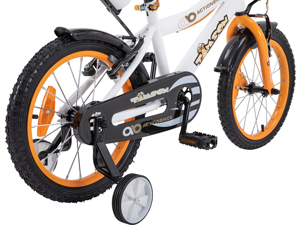 Actionbikes Kinderfahrrad Timson 16 Zoll, V-Brake-Bremsen, höhenverstellbar, Stützräder, Korb