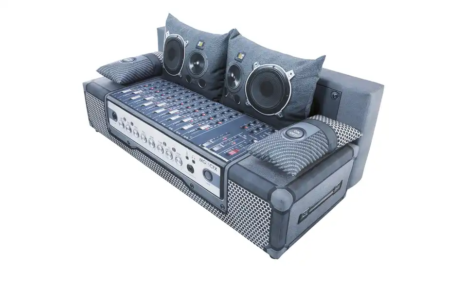 Schlafsofa Mural Audio Grau, Schwarz, Weiß Grundfunktion
