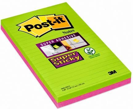 Post-it Notebook SUPER STICKY ULTRA 5845-SSUC 125x200mm, 45k linjer, pakke med 4