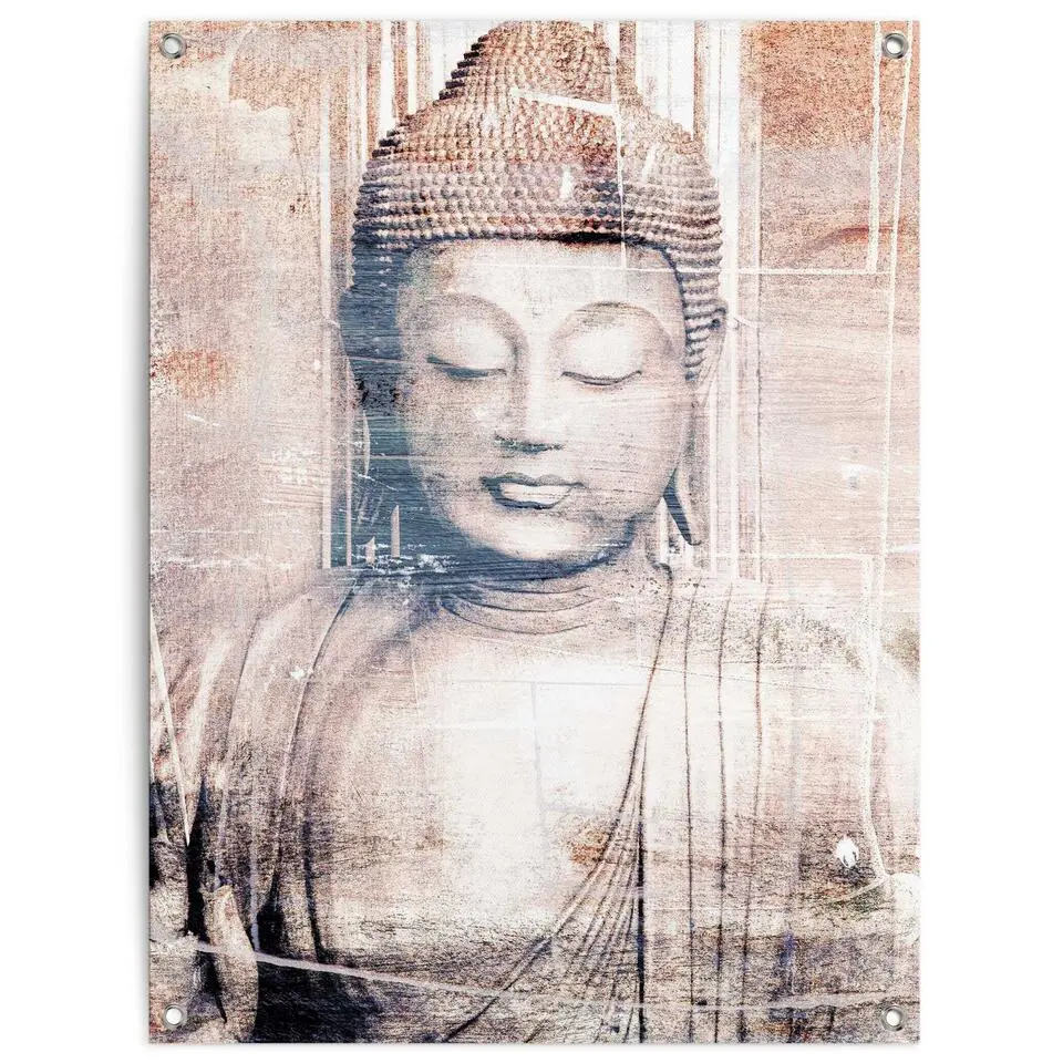 Tuinposter Boeddha - 80x60cm - Bruin