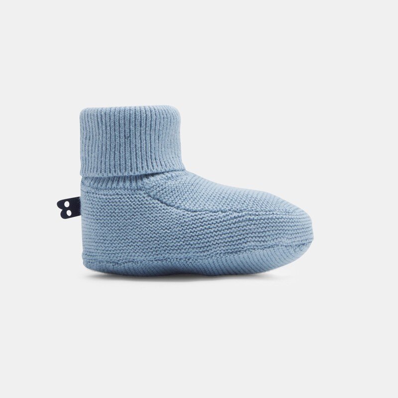 Chausson enfilable maille tricot bleu naissance Bleu