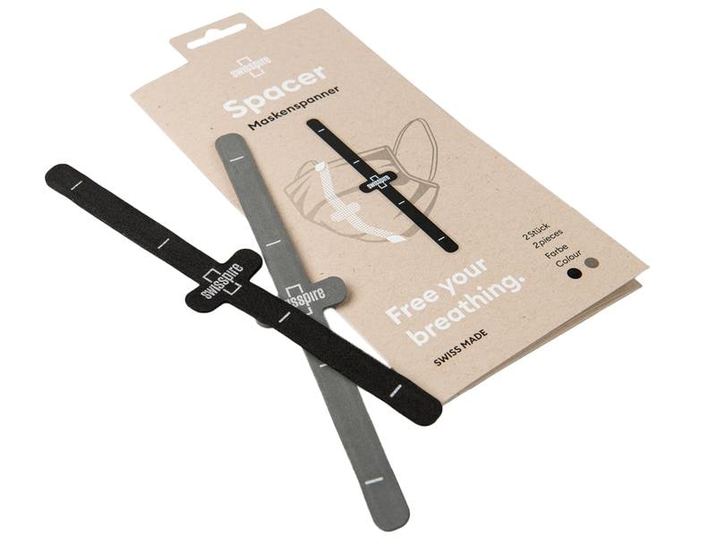 SWISSPIRE Maskenband Spacer Schwarz & Grau, 2 Stück Maskenspanner