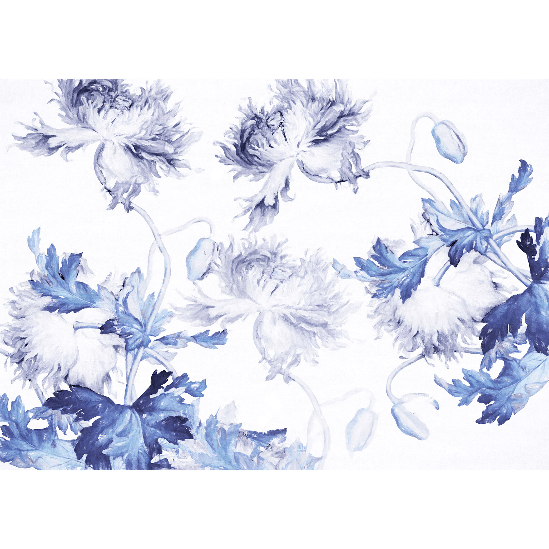Vlies-Fototapete BLUE SILHOUETTES - blau-weiß - 350x250 cm