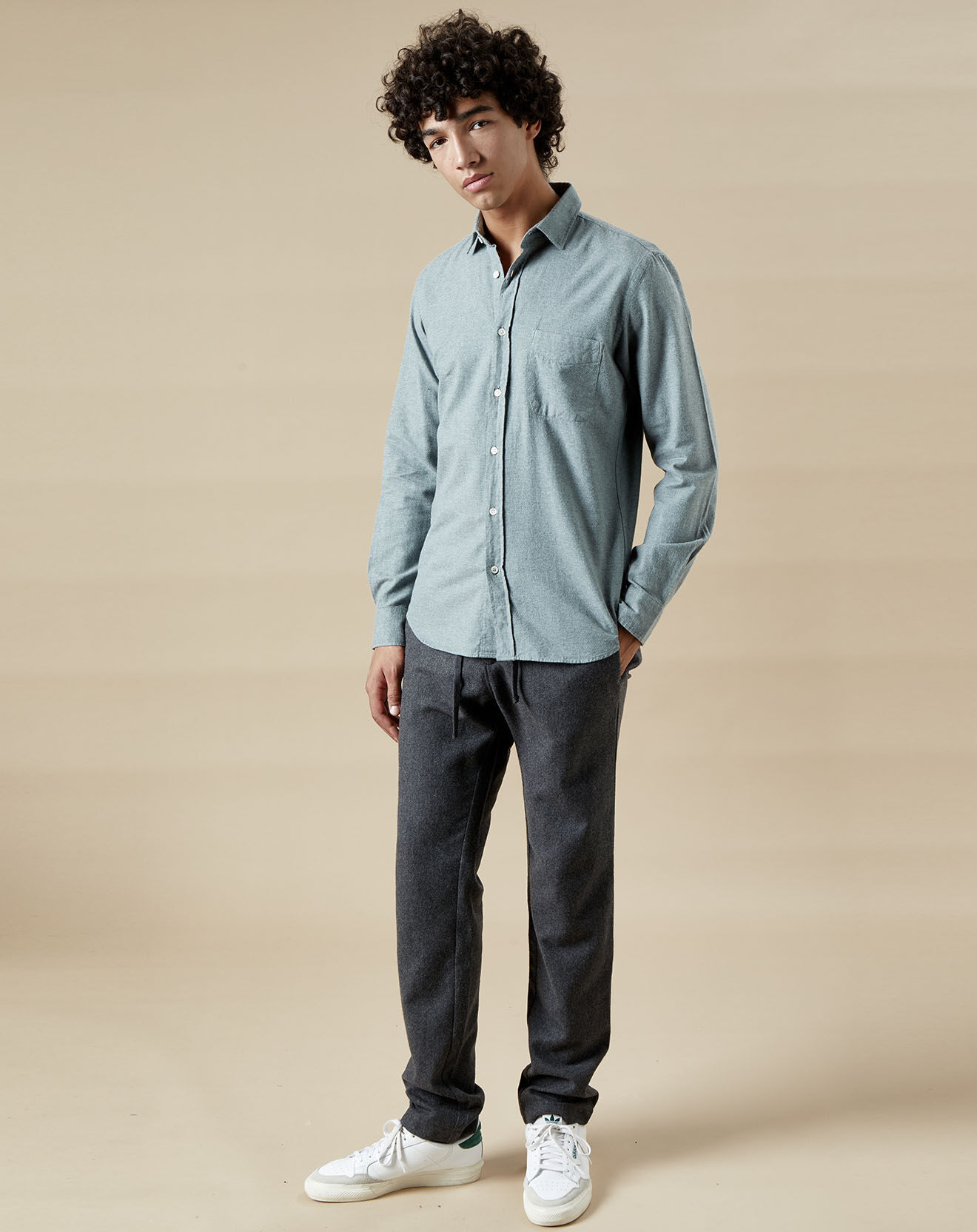 Hartford Chemise en Flanelle slim Storm amande