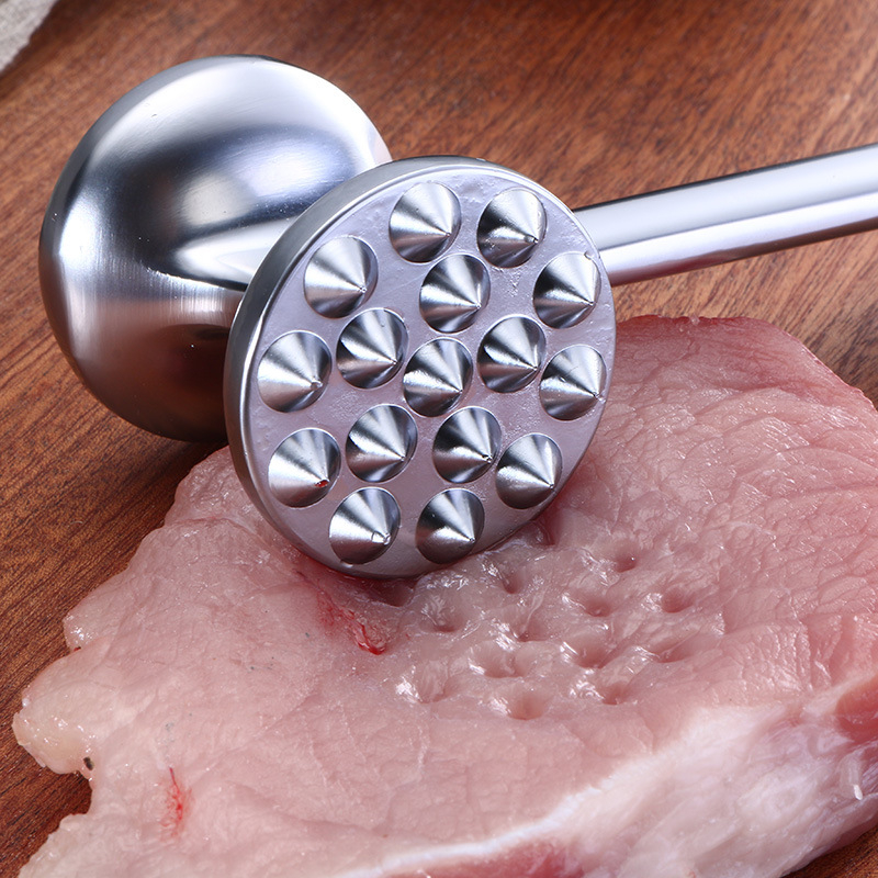 (22cm) Edelstahl Fleisch Hammer Doppelseitiger Küchen Klopfer für Schnitzel / Steak / Burger