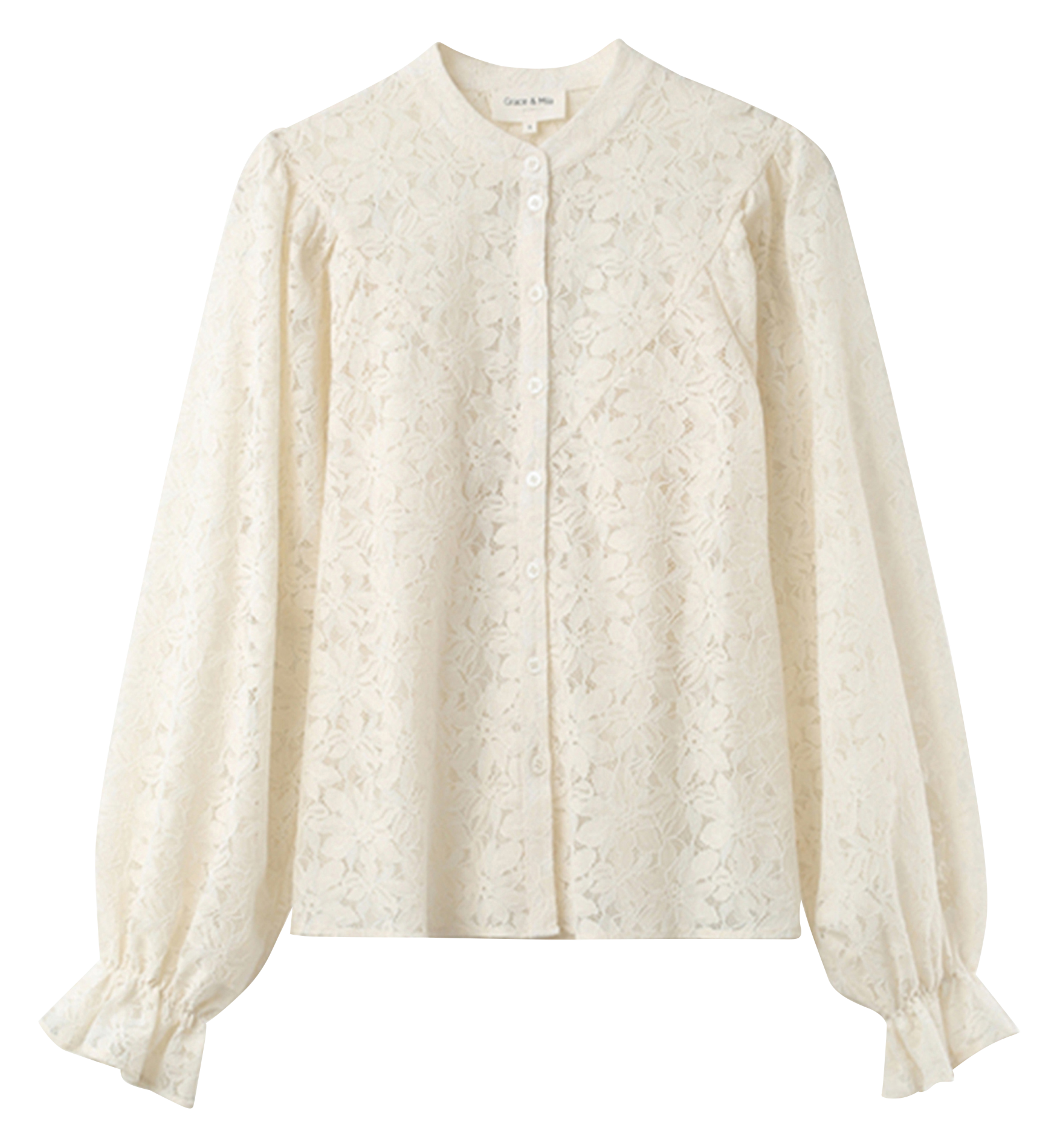 ORNELLA - Chemise droite en dentelle | Beige
