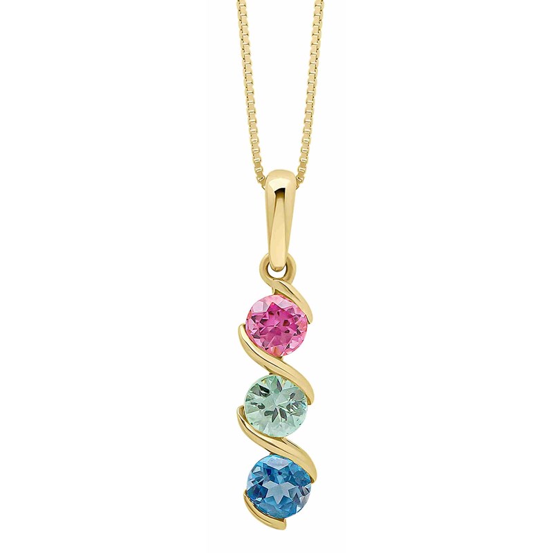 Collier saphir et tourmaline, topaze en or
