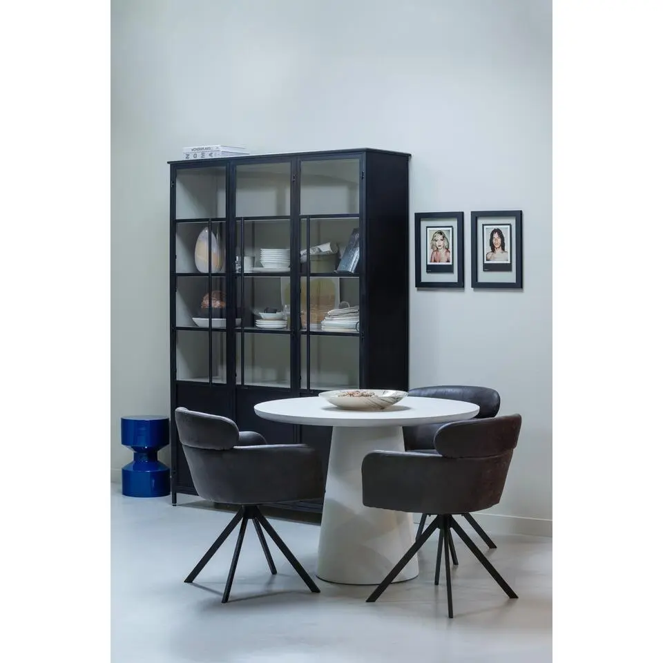 WOOOD Damon Ronde Eettafel - Betonlook - Wit - 76x100x10