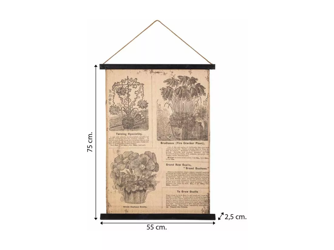 Toile parchemin imprimée sur tissu 55x75x2,5h