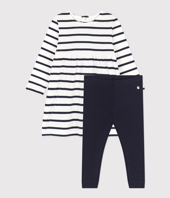 Ensemble robe marinière en coton bébé