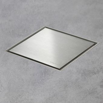 Easy Drain AquaJewels Quattro zero geborsteld 15x15cm m. zijuitloop 50mm m. waterslot 30/35/50mm RVS