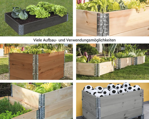 Verhoogd bed insteeksysteem, palletframe BUILDIFY sparrenhout 120 x 80 x 20 cm honing