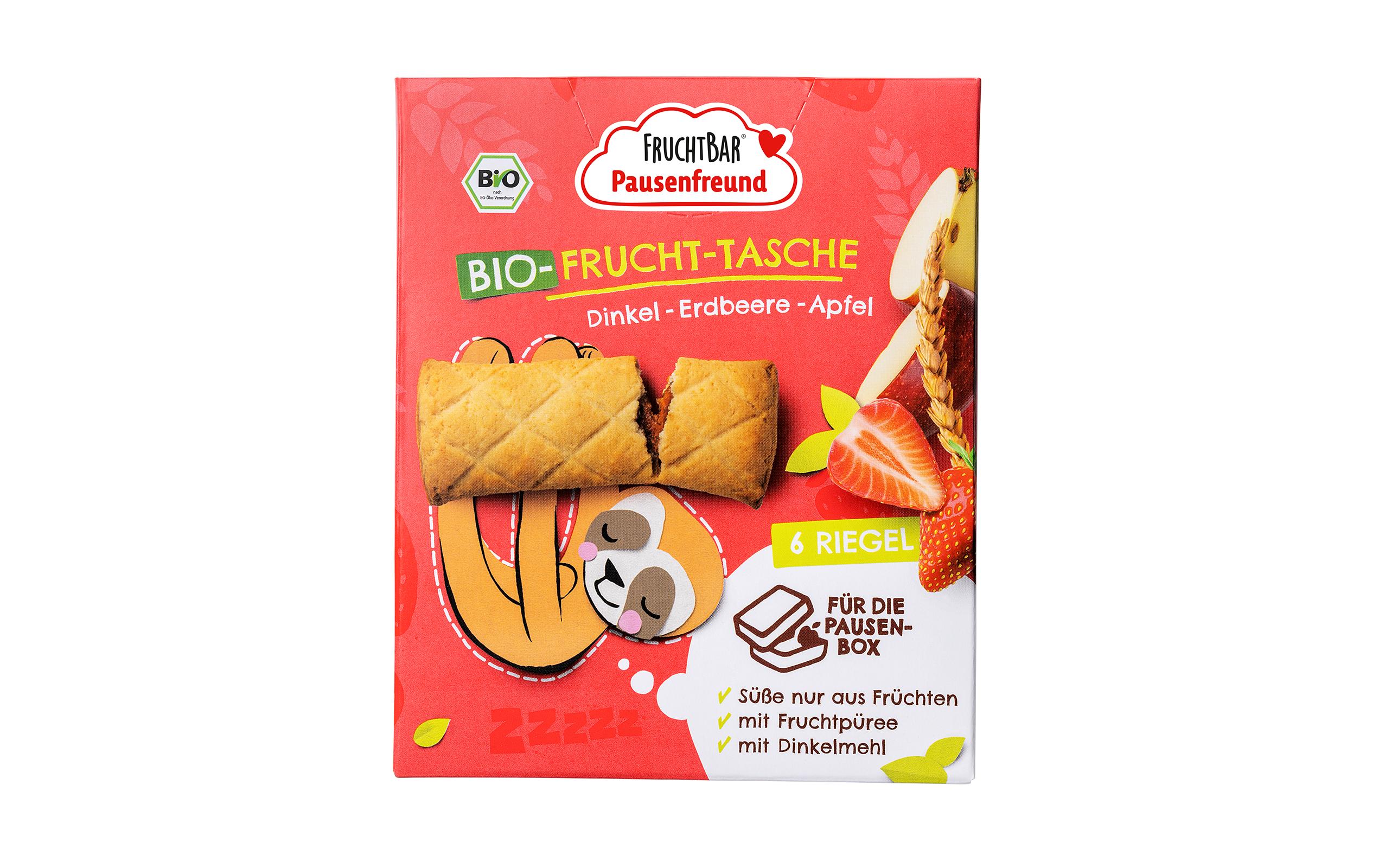 Riegel Fruchttasche Dinkel, Erdbeere, Apfel 6 x 22gBio-Keks-Riegel mit Fruchtfüllung