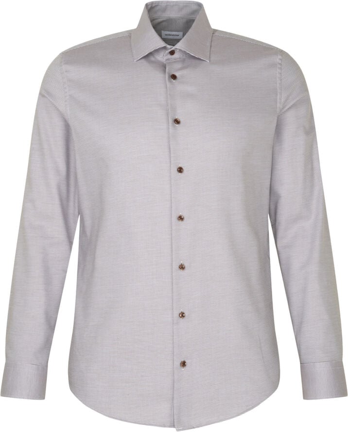 Seidensticker Business Shirt Slim Long sleeve Kent-Collar Small pattern Brown