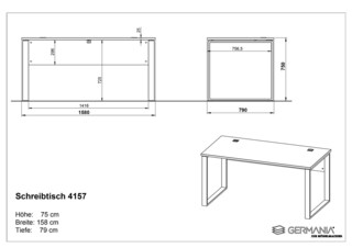 Schreibtisch LION 158 x 79 cm Weiß/ Navarra-Eiche