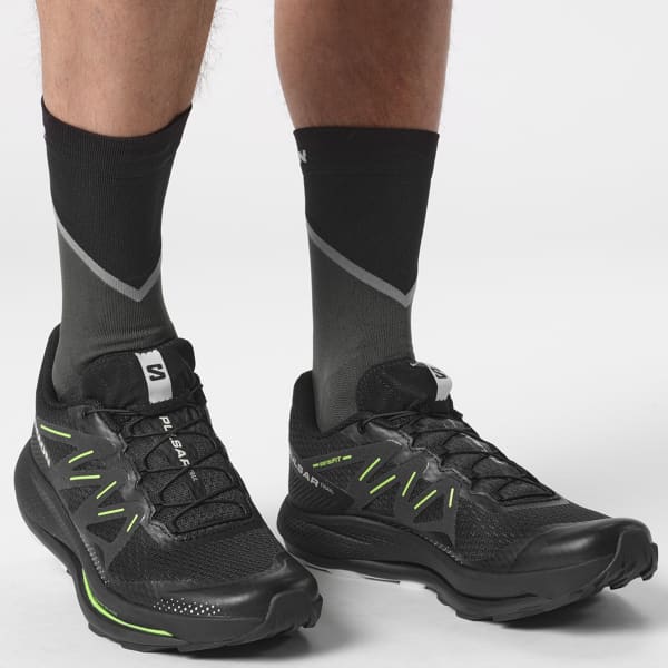 Chaussure trail SALOMON PULSAR TRAIL BLACK/BLACK/GREEN GECKO