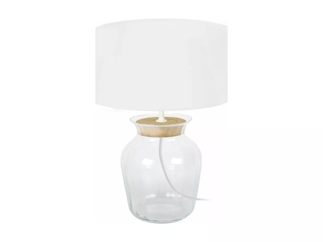 Lampe a poser vase verre transparent ,naturel 45 cm.