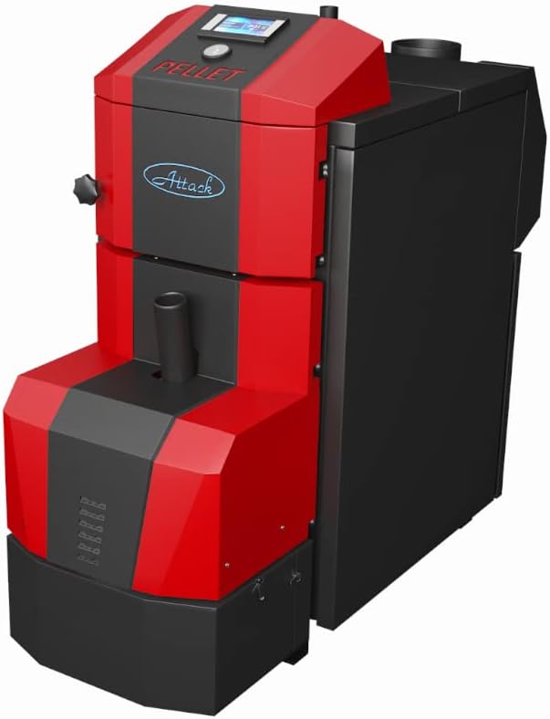 Attack Pelletkessel 30 Automatic Plus 30 kW Edelstahl Rot Pellet Pelletofen Heizt Flächen bis zu 185 m²