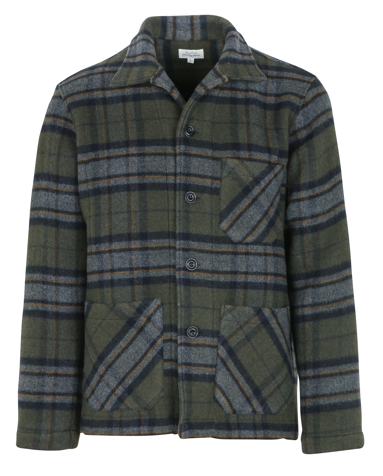 PERRY - Veste col classique à carreaux en laine mélangée | Vert