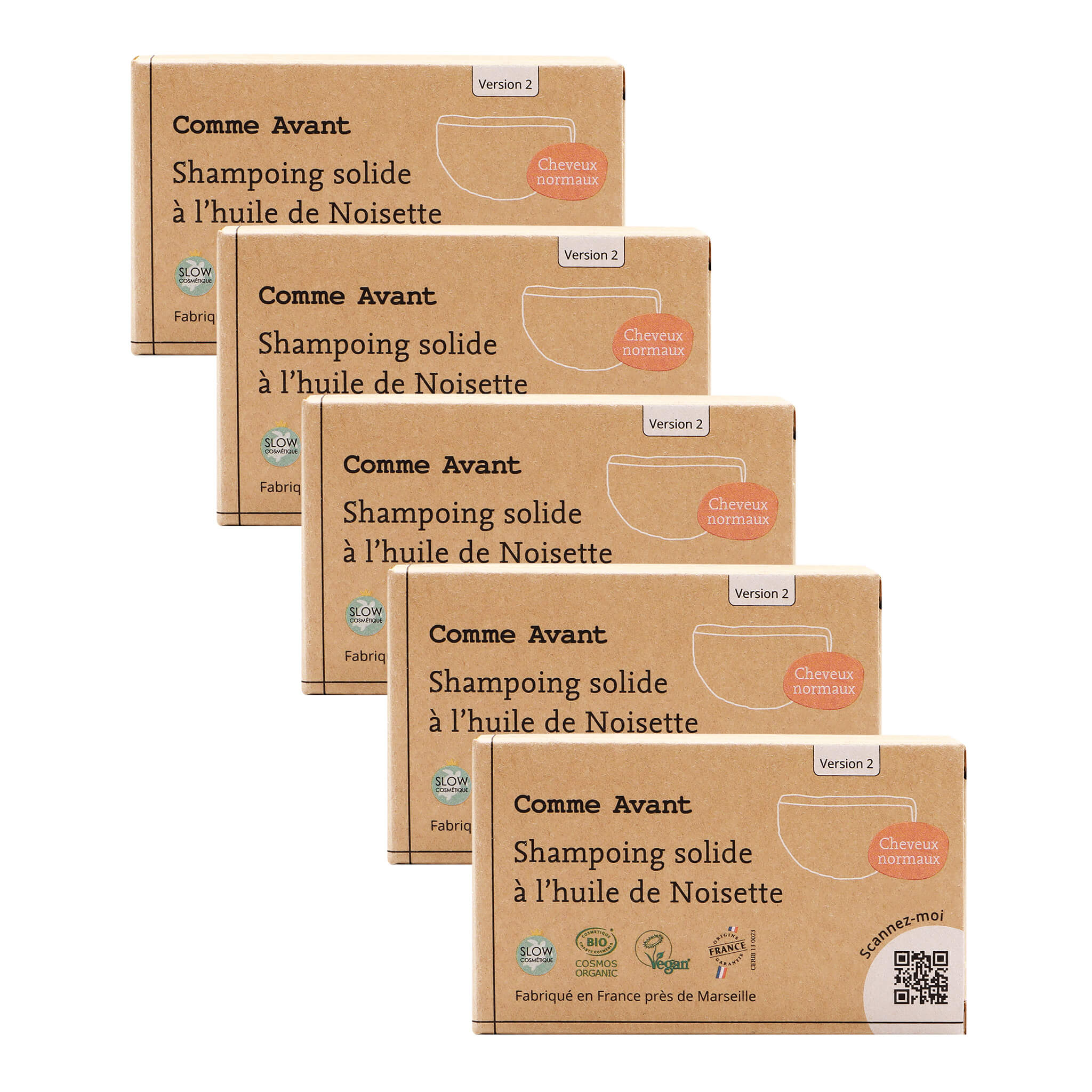 Shampoing solide cheveux normaux à l'huile de noisette - Version 2 - 1 shampoing - 70g