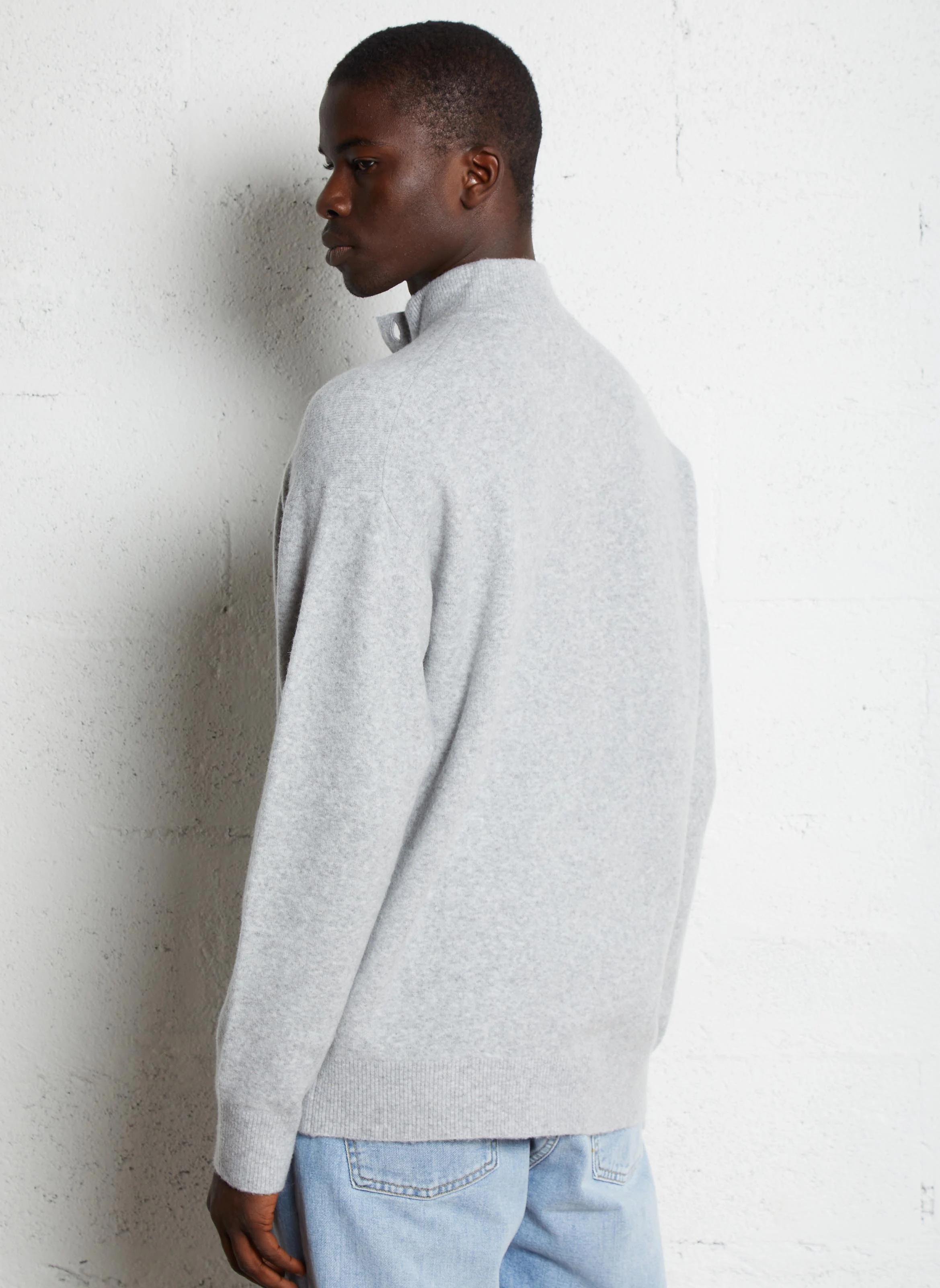 Pull col montant droit en laine mélangée | Gris
