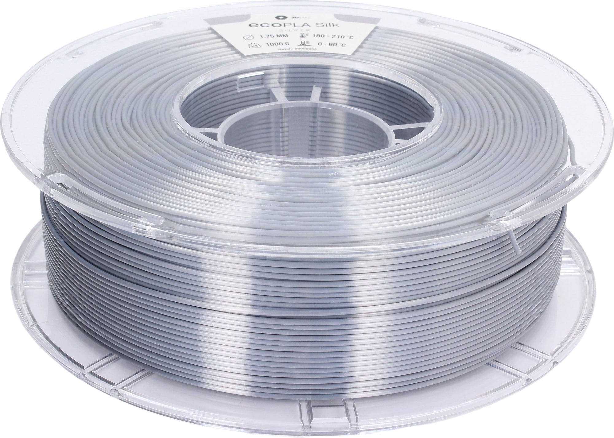 3DJAKE  ecoPLA Silk Silber, 1,75 mm / 1000 g    Allround-PLA Filament mit Silk-Effekt