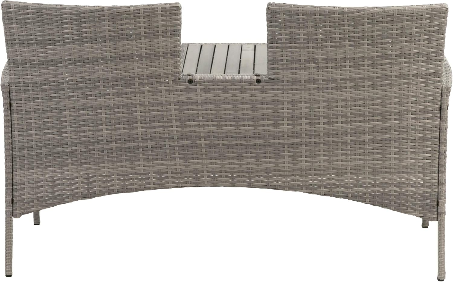 greemotion Rattan-Bank Felin, Gartenbank mit Tisch, ca. 141 x 86,5 x 66 cm, Grau