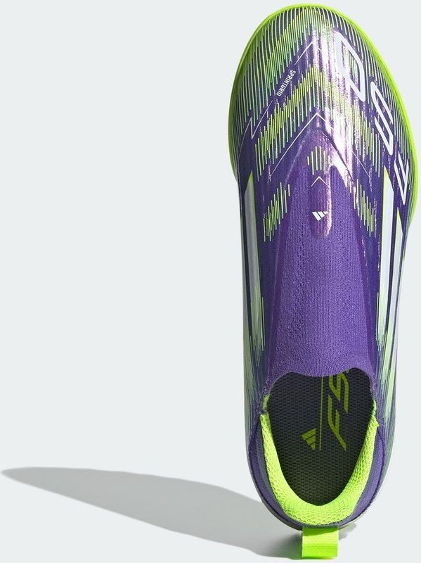 adidas Uniseks-Kind F50 LEAGUE Laceless Turf Football Boots Kids, Purple Rush/Cloud White/Lucid Lemon, 28 EU